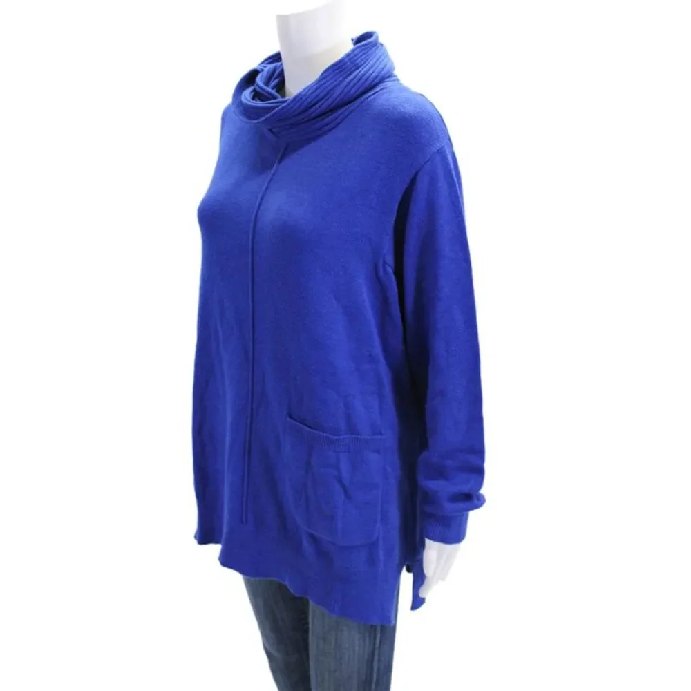 Renuar Womens Turtleneck Long Sleeve Medium Knit Sweater Solid Blue Size S